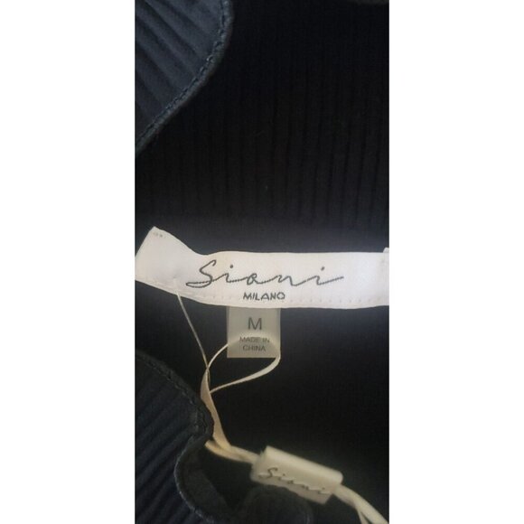 NWT SIONI MILANO BLACK KNIT RUFFLE COLD SHOULDER BLOUSE TOP MEDIUM - Picture 8 of 10